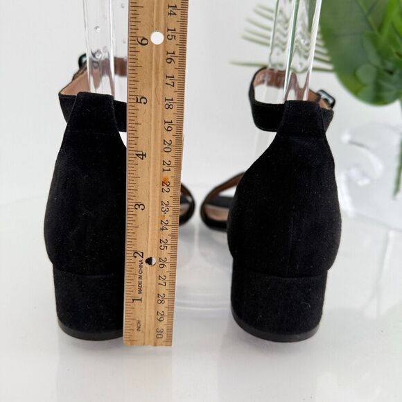 Aquatalia Women Hildy Sandal Size 11 Black Leather Suede Block Heel Slingback - Picture 8 of 16